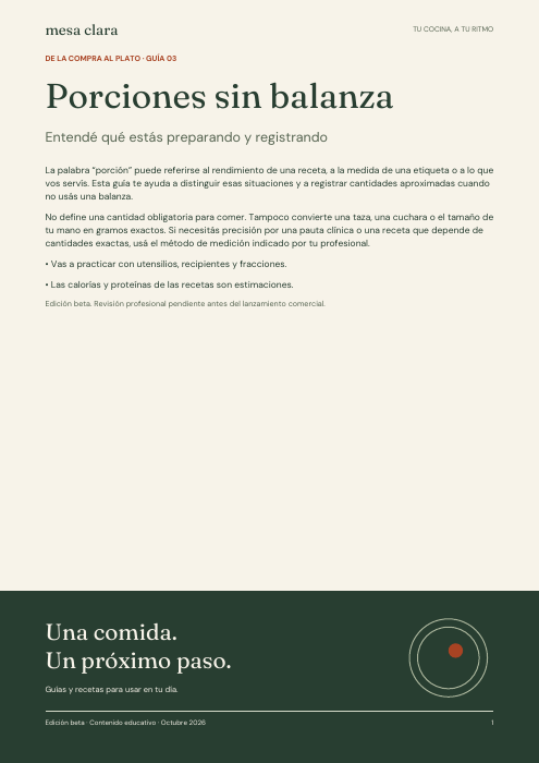 Portada del PDF Porciones sin balanza