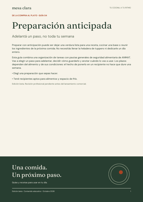 Portada del PDF Preparación anticipada